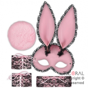 SET DISFRAZ BUNNY ANTIFAZ POMPON MUEQUERAS Y COLLAR
